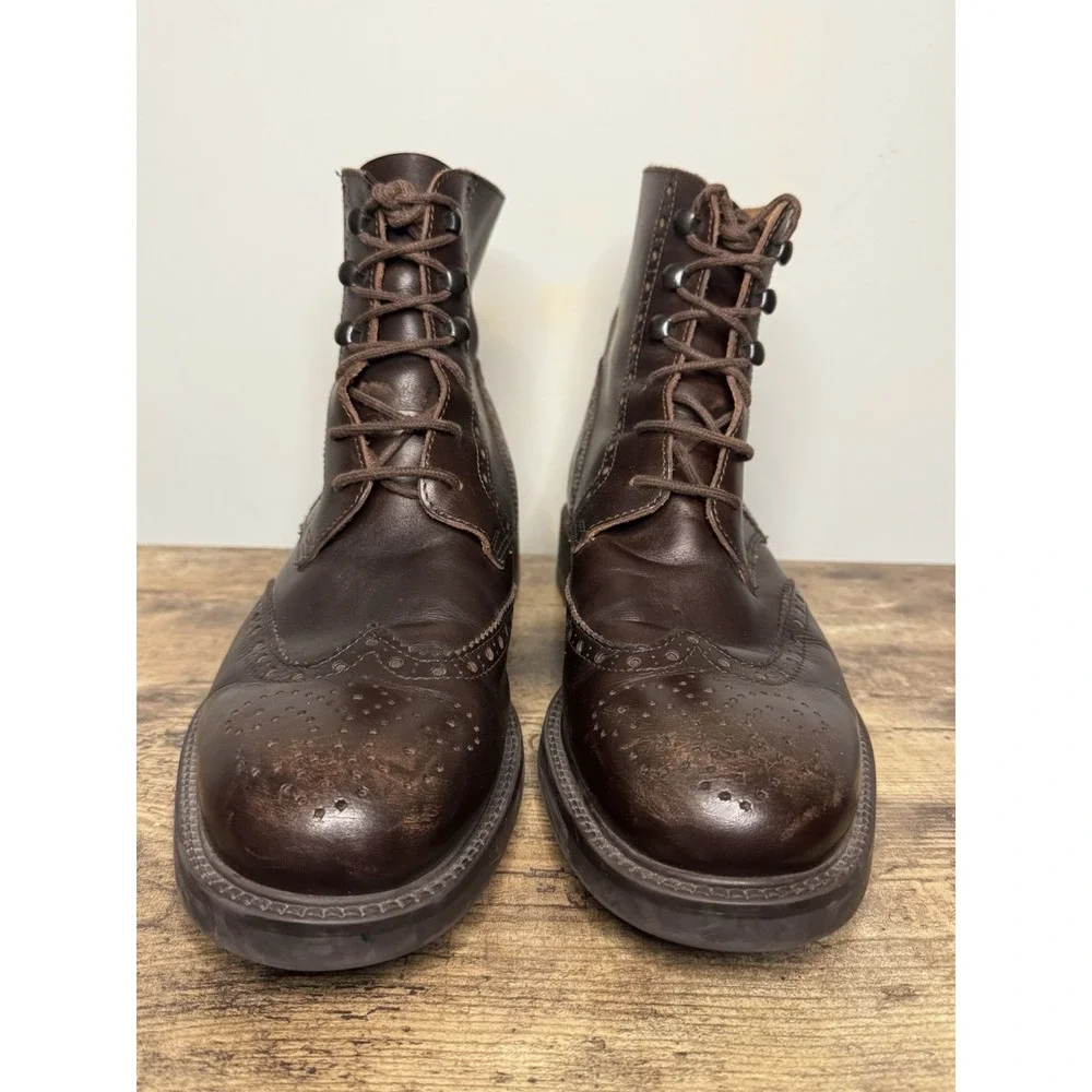Banana Republic Men's Oxford, Wingtip, Brown Leather Boots-11.5